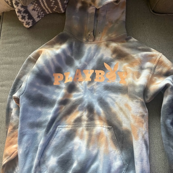 Playboy tye-dyed hooded sweatshirt. Size small - Picture 2 of 3